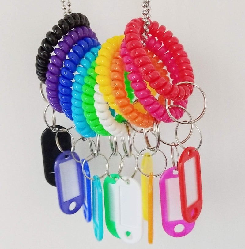 HoAoOo Wrist Keychain Key Tags- Spring Spiral Stretch Coil Wristband Key Ring Key Chain, for Gym, Pool, ID Badge,Keys(10 Set) - Image 3